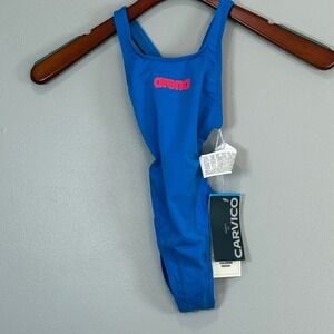 Arena Womens Team Swimsuit Swim Tech Solid Blue River Size 18 (0) NEW